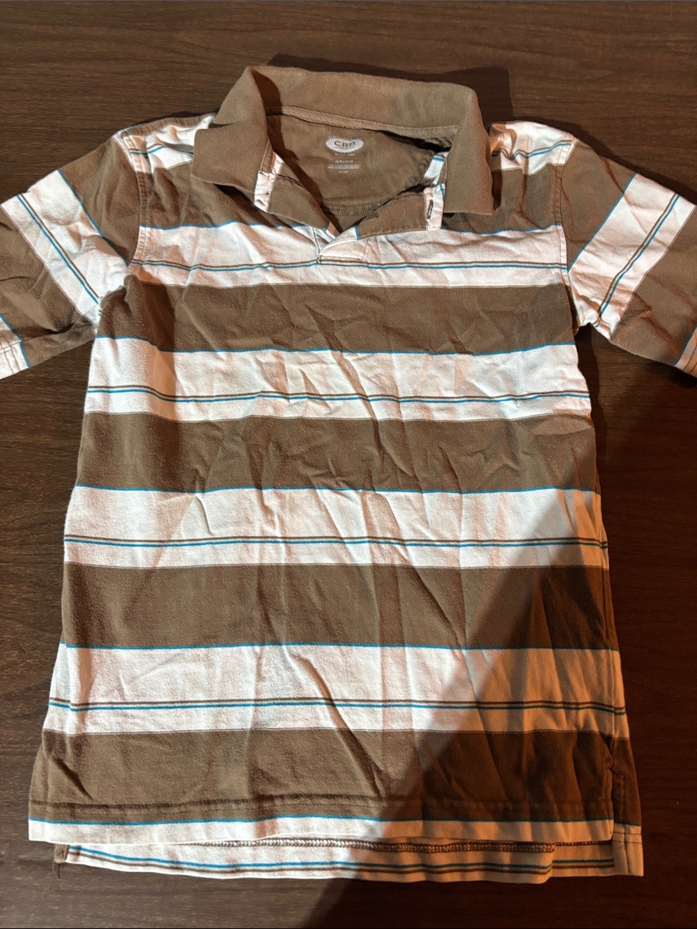 Children's Striped Polo Shirt - Brown & White